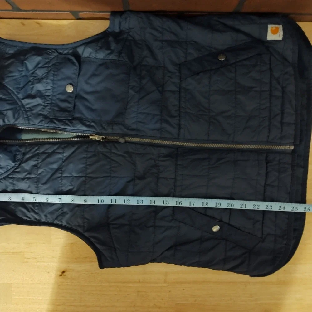 Carhartt med vest reversible plaid flannel quilted blue grey gray outdoor work